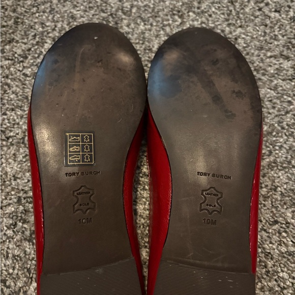 Tory Burch Red Leather Flats with Bow - Picture 4 of 5